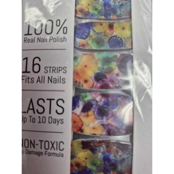 Candied Colorful Floral Nail Polish Wraps - 16 Strips - Non-Toxic Long-Lasting - Picture 2 of 3